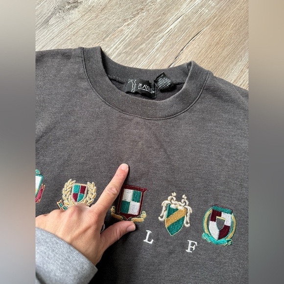 VTG Van Heusen Golf Sweatshirt Crewneck Pullover Gray Embroidered Size M - Picture 5 of 8